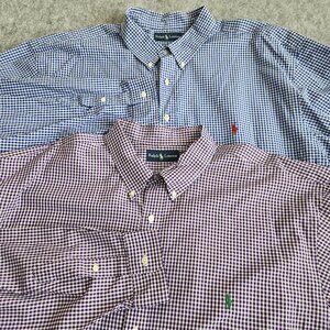 Polo Ralph Lauren Vintage Gingham Hong Kong Button Up Shirt Men's 3LT Lot of 2